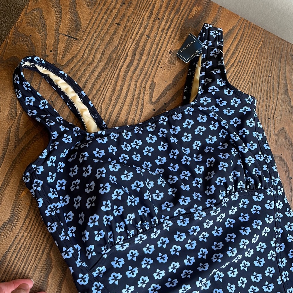 NEW!! Lands End navy print one piece swimsuit size 16W - Picture 3 of 12